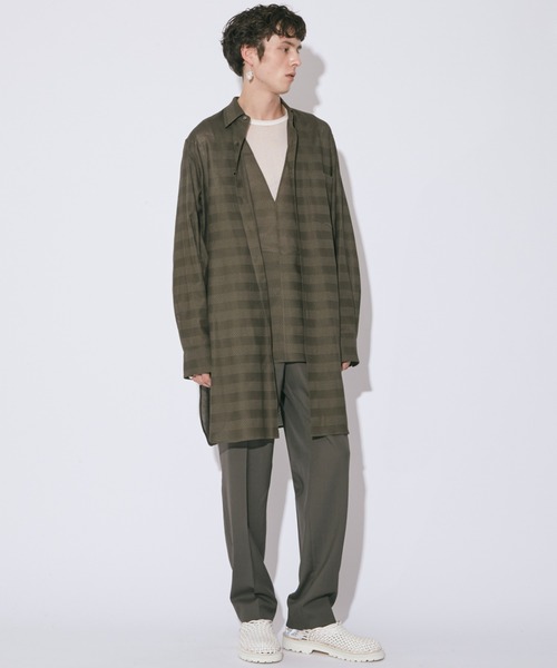 beautiful people（ビューティフルピープル）の「double-front leno   cloth long shirt（シャツ/ブラウス・レディース・オフホワイト/ブラック/オリーブ・36）」の17枚目の写真