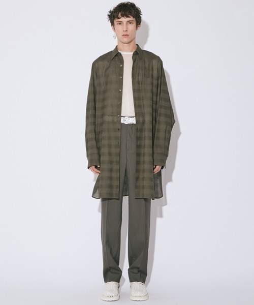 beautiful people（ビューティフルピープル）の「double-front leno   cloth long shirt（シャツ/ブラウス・レディース・オフホワイト/ブラック/オリーブ・36）」の18枚目の写真