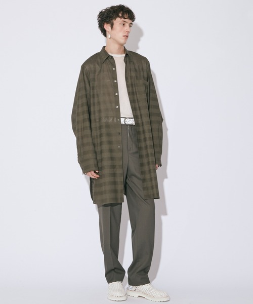 beautiful people（ビューティフルピープル）の「double-front leno   cloth long shirt（シャツ/ブラウス・レディース・オフホワイト/ブラック/オリーブ・36）」の19枚目の写真