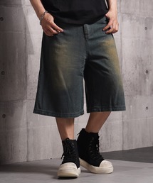 オーバーダイ デニムジョーツ / Overdyed Denim Jorts / ワイド デニム ショートパンツ