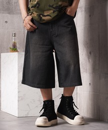1111clothing（ワンフォークロージング）の「オーバーダイ デニムジョーツ / Overdyed Denim Jorts / ワイド デニム ショートパンツ（デニムパンツ・メンズ）」