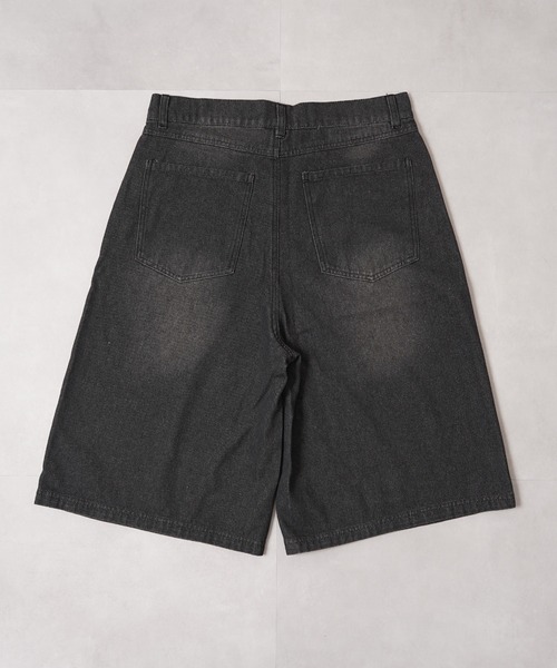 1111clothing(ワンフォークロージング)の「オーバーダイ デニムジョーツ / Overdyed Denim Jorts / ワイド デニム ショートパンツ(デニムパンツ・メンズ・ブラック/ブルー/ネイビー・L/M)」の20枚目の写真