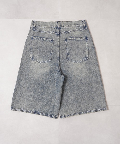 1111clothing(ワンフォークロージング)の「オーバーダイ デニムジョーツ / Overdyed Denim Jorts / ワイド デニム ショートパンツ(デニムパンツ・メンズ・ブラック/ブルー/ネイビー・L/M)」の9枚目の写真