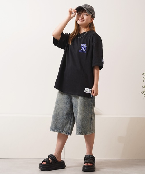 1111clothing(ワンフォークロージング)の「オーバーダイ デニムジョーツ / Overdyed Denim Jorts / ワイド デニム ショートパンツ(デニムパンツ・メンズ・ブラック/ブルー/ネイビー・L/M)」の14枚目の写真