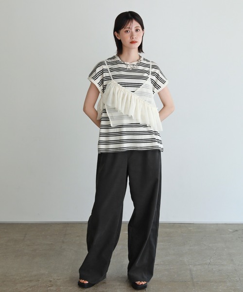 shetila（シェティラ）の「脇見え防止カバー付きフレンチスリーブボーダーT（Tシャツ/カットソー・レディース・ホワイト×ブラック/ホワイト×ブルー・F）」の20枚目の写真