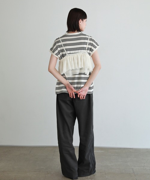 shetila（シェティラ）の「脇見え防止カバー付きフレンチスリーブボーダーT（Tシャツ/カットソー・レディース・ホワイト×ブラック/ホワイト×ブルー・F）」の21枚目の写真