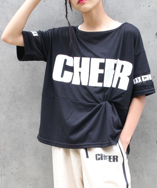 CHEER（チアー）の「袖メッシュ切り替えしぼりデザインゆったりトップス（Tシャツ/カットソー・レディース・ホワイト/ブラック・S/M）」の6枚目の写真