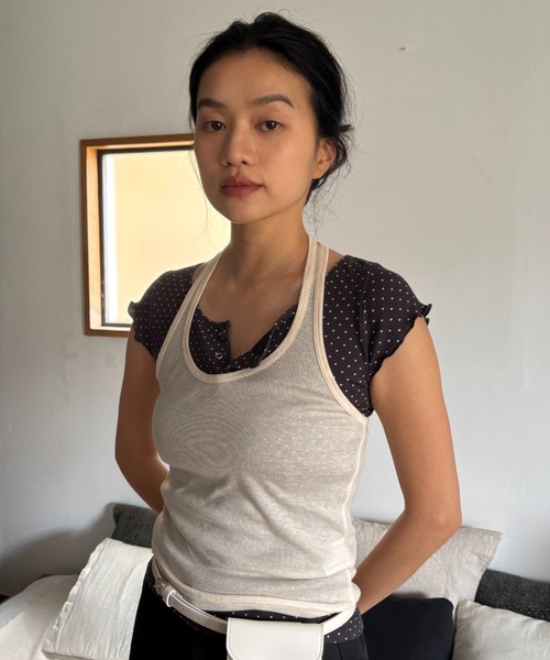FUULLY STUDIO(フーリィーステューディオ)の「ミニドットヘンリートップス(Tシャツ/カットソー・レディース・グレー/チャコールグレー・FREE)」の14枚目の写真