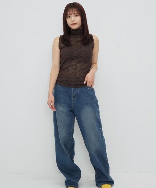 大人気新作 セール】【zozo限定】フラワー ノースリーブ シアー レース トップス