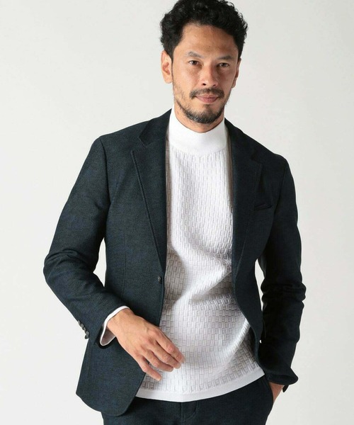 MEN'S BIGI(メンズビギ)の「【ACTIVE TAILOR/アクティブテイラー】ヒートパフォーマーツイード調プリントジャケット(テーラードジャケット・メンズ・ブラック/ネイビー/ブラウン・04/03/02/01)」の1枚目の写真