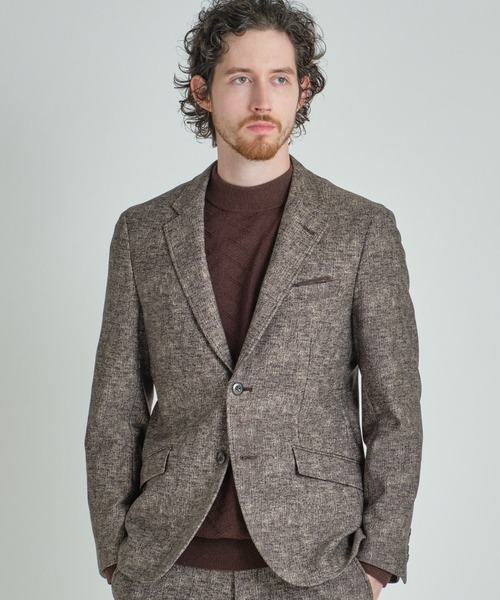 MEN'S BIGI(メンズビギ)の「【ACTIVE TAILOR/アクティブテイラー】ヒートパフォーマーツイード調プリントジャケット(テーラードジャケット・メンズ・ブラック/ネイビー/ブラウン・04/03/02/01)」の3枚目の写真