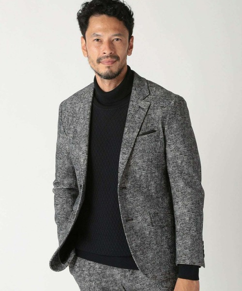 MEN'S BIGI(メンズビギ)の「【ACTIVE TAILOR/アクティブテイラー】ヒートパフォーマーツイード調プリントジャケット(テーラードジャケット・メンズ・ブラック/ネイビー/ブラウン・04/03/02/01)」の2枚目の写真