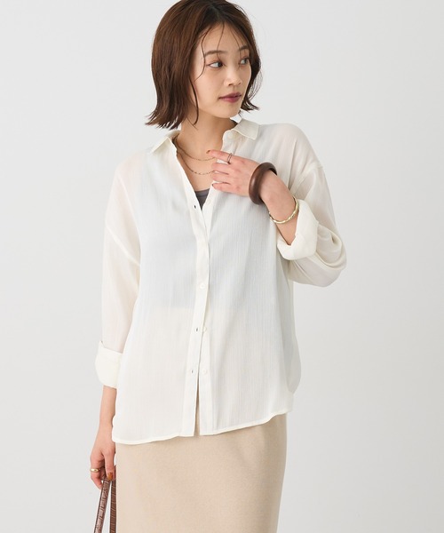 CRAFT STANDARD BOUTIQUE(クラフトスタンダードブティック)の「オーガンジーブラウス(シャツ/ブラウス・レディース・アイボリー/グレー/グリーン・FREE)」の2枚目の写真