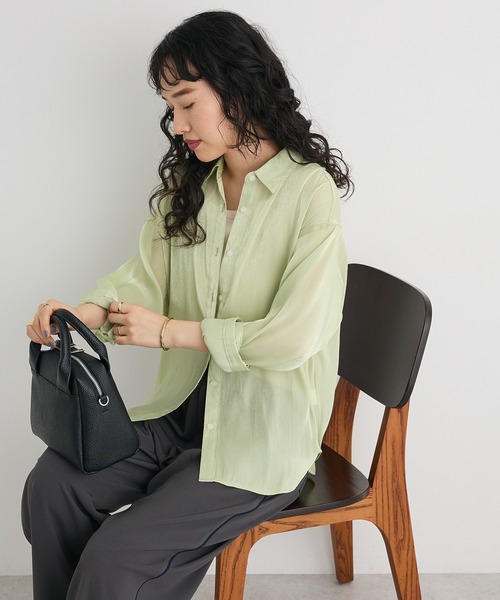 CRAFT STANDARD BOUTIQUE(クラフトスタンダードブティック)の「オーガンジーブラウス(シャツ/ブラウス・レディース・アイボリー/グレー/グリーン・FREE)」の4枚目の写真