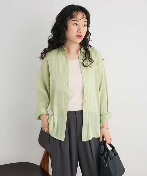 CRAFT STANDARD BOUTIQUE(クラフトスタンダードブティック)の「オーガンジーブラウス(シャツ/ブラウス・レディース・アイボリー/グレー/グリーン・FREE)」の5枚目の写真