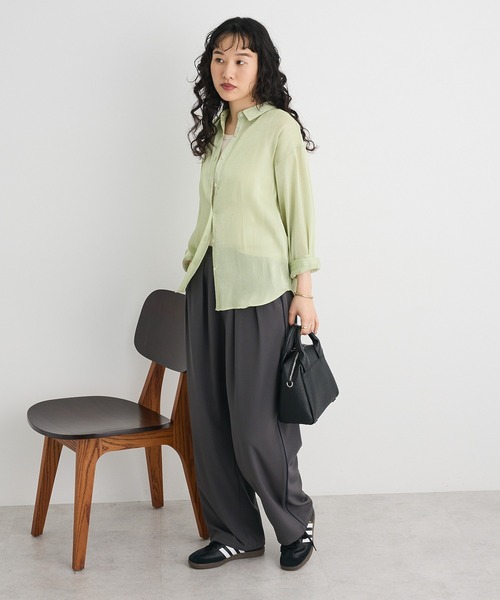 CRAFT STANDARD BOUTIQUE(クラフトスタンダードブティック)の「オーガンジーブラウス(シャツ/ブラウス・レディース・アイボリー/グレー/グリーン・FREE)」の9枚目の写真
