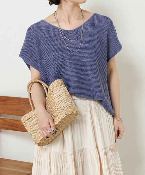 Jena espace merveilleux（ジェナ　エスパスメルヴェイユ）の「フレンチスリーブメッシュニット（ニット/セーター・レディース・チャコールグレー/パープル/グレー・FREE）」の3枚目の写真