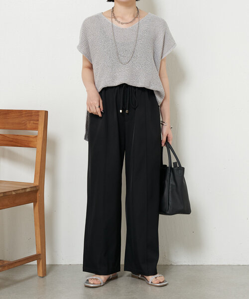 Jena espace merveilleux（ジェナ　エスパスメルヴェイユ）の「フレンチスリーブメッシュニット（ニット/セーター・レディース・チャコールグレー/パープル/グレー・FREE）」の4枚目の写真