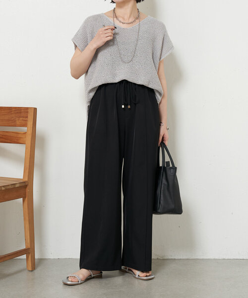 Jena espace merveilleux（ジェナ　エスパスメルヴェイユ）の「フレンチスリーブメッシュニット（ニット/セーター・レディース・チャコールグレー/パープル/グレー・FREE）」の5枚目の写真