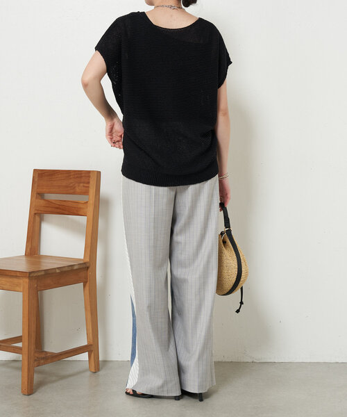 Jena espace merveilleux（ジェナ　エスパスメルヴェイユ）の「フレンチスリーブメッシュニット（ニット/セーター・レディース・チャコールグレー/パープル/グレー・FREE）」の17枚目の写真