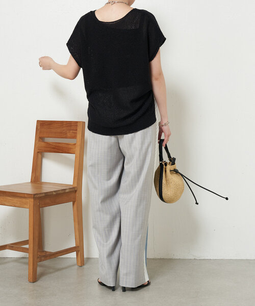 Jena espace merveilleux（ジェナ　エスパスメルヴェイユ）の「フレンチスリーブメッシュニット（ニット/セーター・レディース・チャコールグレー/パープル/グレー・FREE）」の18枚目の写真