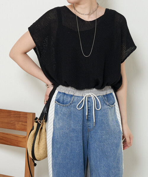 Jena espace merveilleux（ジェナ　エスパスメルヴェイユ）の「フレンチスリーブメッシュニット（ニット/セーター・レディース・チャコールグレー/パープル/グレー・FREE）」の19枚目の写真