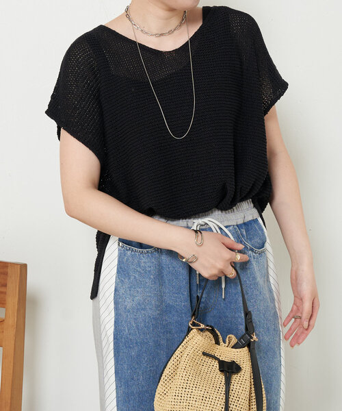 Jena espace merveilleux（ジェナ　エスパスメルヴェイユ）の「フレンチスリーブメッシュニット（ニット/セーター・レディース・チャコールグレー/パープル/グレー・FREE）」の20枚目の写真