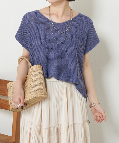 Jena espace merveilleux（ジェナ　エスパスメルヴェイユ）の「フレンチスリーブメッシュニット（ニット/セーター・レディース・チャコールグレー/パープル/グレー・FREE）」の15枚目の写真