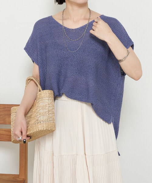 Jena espace merveilleux（ジェナ　エスパスメルヴェイユ）の「フレンチスリーブメッシュニット（ニット/セーター・レディース・チャコールグレー/パープル/グレー・FREE）」の16枚目の写真