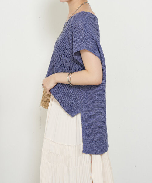 Jena espace merveilleux（ジェナ　エスパスメルヴェイユ）の「フレンチスリーブメッシュニット（ニット/セーター・レディース・チャコールグレー/パープル/グレー・FREE）」の9枚目の写真