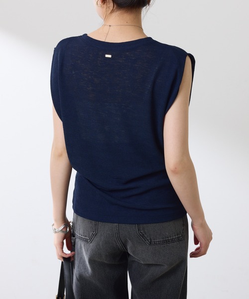 COLLAGE GALLARDAGALANTE（コラージュガリャルダガランテ）の「麻タッチミラノリブ（ニット/セーター・レディース・ベージュ/ネイビー・FREE）」の16枚目の写真