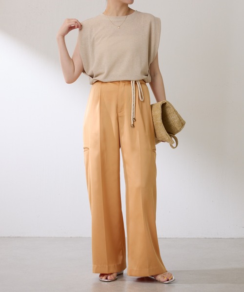 COLLAGE GALLARDAGALANTE（コラージュガリャルダガランテ）の「麻タッチミラノリブ（ニット/セーター・レディース・ベージュ/ネイビー・FREE）」の3枚目の写真