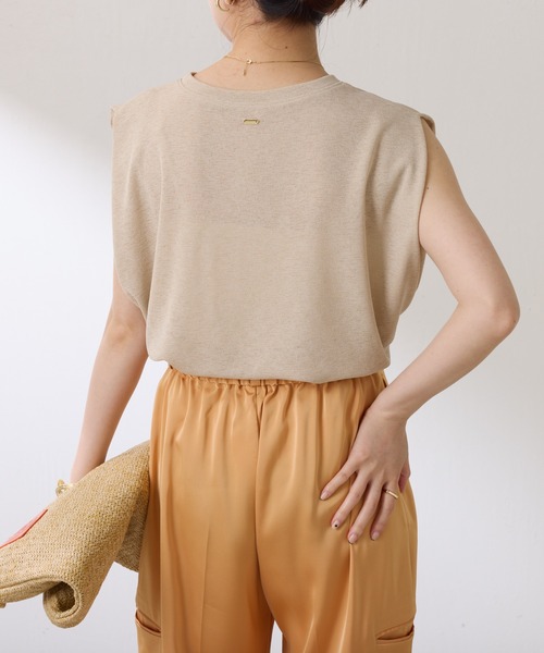 COLLAGE GALLARDAGALANTE（コラージュガリャルダガランテ）の「麻タッチミラノリブ（ニット/セーター・レディース・ベージュ/ネイビー・FREE）」の6枚目の写真