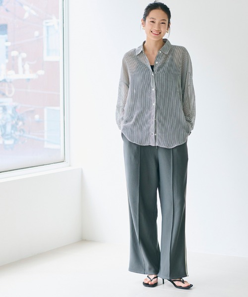 coca(coca)(コカ)の「ポリエステルボイルシャツ(シャツ/ブラウス・レディース・アイボリー/ブラック/ストライプ/ライトグリーン・S/L/M)」の8枚目の写真
