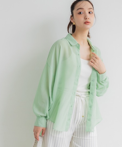 coca(coca)(コカ)の「ポリエステルボイルシャツ(シャツ/ブラウス・レディース・アイボリー/ブラック/ストライプ/ライトグリーン・S/L/M)」の17枚目の写真