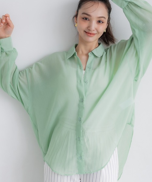 coca(coca)(コカ)の「ポリエステルボイルシャツ(シャツ/ブラウス・レディース・アイボリー/ブラック/ストライプ/ライトグリーン・S/L/M)」の20枚目の写真