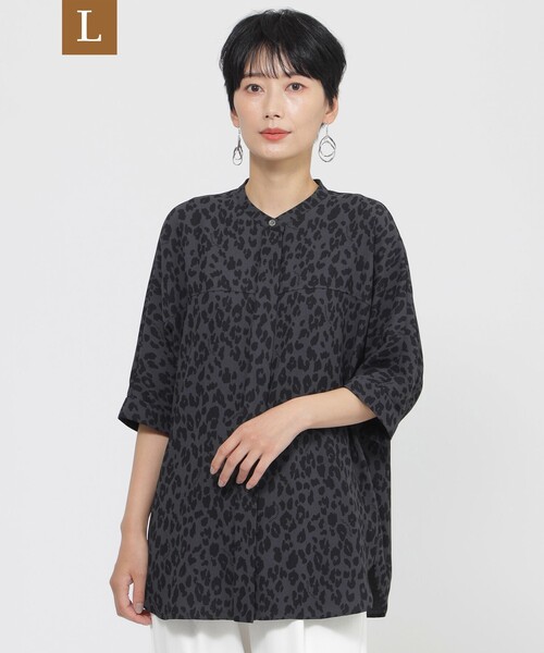 ブラウス シャツ 「L」「SANYO Style EDITION掲載」「吸水速乾」「ウォッシャブル」パンサープリントバックサテンジョーゼットブラウス L】【SANYO Style EDITION掲載】【吸水速乾】【ウォッシャブル