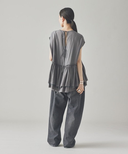 Curensology（カレンソロジー）の「Curensology(カレンソロジー)/シアーギャザーブラウス（シャツ/ブラウス・レディース・グレー/ホワイト系その他/ブラック・FREE）」の12枚目の写真