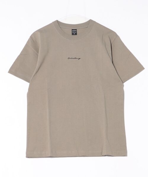 UP START(アップスタート)の「ヘヴィウェイト天竺 ワンポイント刺繍半袖 クルーネック コットン100%(Tシャツ/カットソー・メンズ・ブラック/ホワイト/ライトオリーブ・LARGE/MEDIUM)」の3枚目の写真