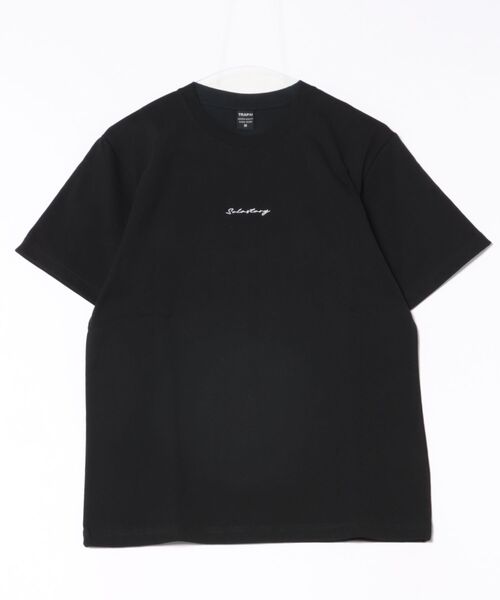 UP START(アップスタート)の「ヘヴィウェイト天竺 ワンポイント刺繍半袖 クルーネック コットン100%(Tシャツ/カットソー・メンズ・ブラック/ホワイト/ライトオリーブ・LARGE/MEDIUM)」の2枚目の写真