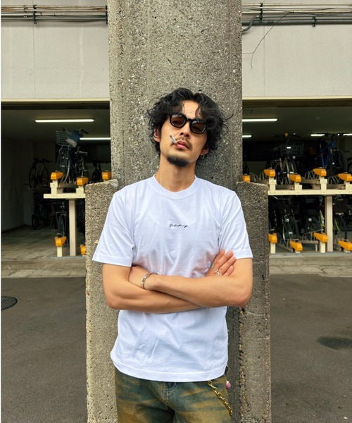 UP START(アップスタート)の「ヘヴィウェイト天竺 ワンポイント刺繍半袖 クルーネック コットン100%(Tシャツ/カットソー・メンズ・ブラック/ホワイト/ライトオリーブ・LARGE/MEDIUM)」の5枚目の写真