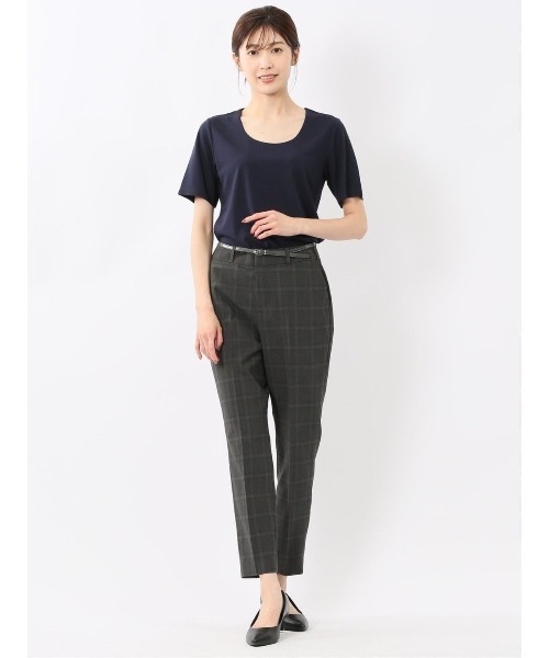 m.f.editorial（エムエフエディトリアル）の「【マシンウォッシャブル】m.f.エディトリアル レディース シルケットポンチ クルーネック ストレッチ半袖Tシャツ（Tシャツ/カットソー・レディース・グレー系その他2/ネイビー/ホワイト/ダークウッド・LARGE/MEDIUM）」の8枚目の写真