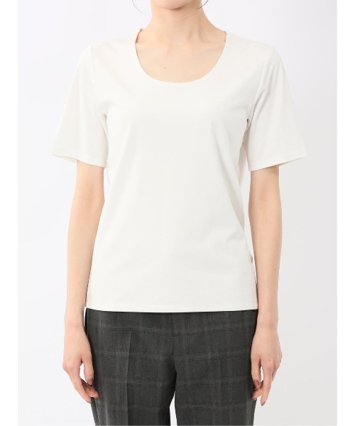 m.f.editorial（エムエフエディトリアル）の「【マシンウォッシャブル】m.f.エディトリアル レディース シルケットポンチ クルーネック ストレッチ半袖Tシャツ（Tシャツ/カットソー・レディース・グレー系その他2/ネイビー/ホワイト/ダークウッド・LARGE/MEDIUM）」の10枚目の写真