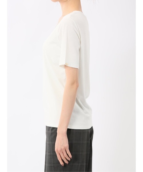 m.f.editorial（エムエフエディトリアル）の「【マシンウォッシャブル】m.f.エディトリアル レディース シルケットポンチ クルーネック ストレッチ半袖Tシャツ（Tシャツ/カットソー・レディース・グレー系その他2/ネイビー/ホワイト/ダークウッド・LARGE/MEDIUM）」の11枚目の写真