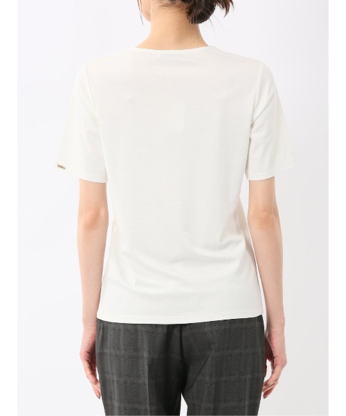 m.f.editorial（エムエフエディトリアル）の「【マシンウォッシャブル】m.f.エディトリアル レディース シルケットポンチ クルーネック ストレッチ半袖Tシャツ（Tシャツ/カットソー・レディース・グレー系その他2/ネイビー/ホワイト/ダークウッド・LARGE/MEDIUM）」の12枚目の写真