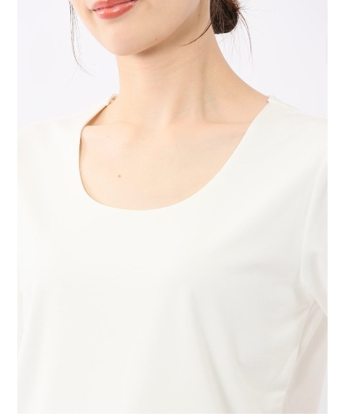 m.f.editorial（エムエフエディトリアル）の「【マシンウォッシャブル】m.f.エディトリアル レディース シルケットポンチ クルーネック ストレッチ半袖Tシャツ（Tシャツ/カットソー・レディース・グレー系その他2/ネイビー/ホワイト/ダークウッド・LARGE/MEDIUM）」の13枚目の写真