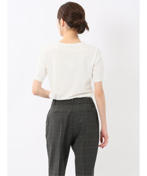 m.f.editorial（エムエフエディトリアル）の「【マシンウォッシャブル】m.f.エディトリアル レディース シルケットポンチ クルーネック ストレッチ半袖Tシャツ（Tシャツ/カットソー・レディース・グレー系その他2/ネイビー/ホワイト/ダークウッド・LARGE/MEDIUM）」の18枚目の写真