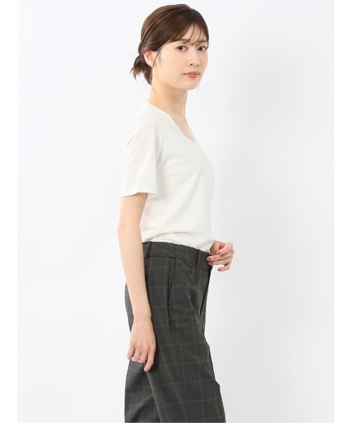 m.f.editorial（エムエフエディトリアル）の「【マシンウォッシャブル】m.f.エディトリアル レディース シルケットポンチ クルーネック ストレッチ半袖Tシャツ（Tシャツ/カットソー・レディース・グレー系その他2/ネイビー/ホワイト/ダークウッド・LARGE/MEDIUM）」の19枚目の写真