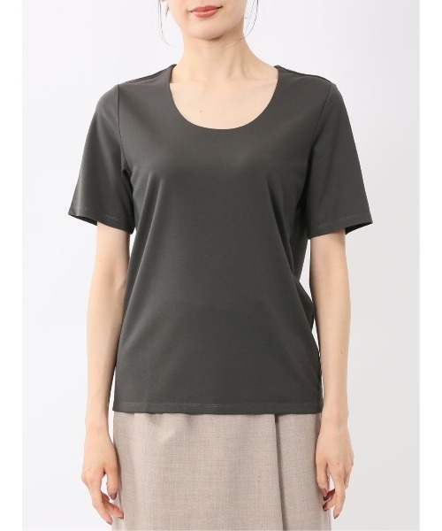 m.f.editorial（エムエフエディトリアル）の「【マシンウォッシャブル】m.f.エディトリアル レディース シルケットポンチ クルーネック ストレッチ半袖Tシャツ（Tシャツ/カットソー・レディース・グレー系その他2/ネイビー/ホワイト/ダークウッド・LARGE/MEDIUM）」の22枚目の写真