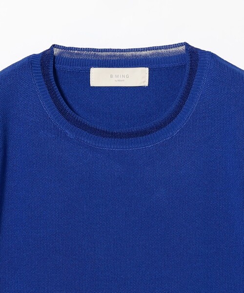 B:MING by BEAMS(ビーミングバイビームス)の「半袖 ニット Tシャツ(ニット/セーター・レディース・オフホワイト/ブルー/ブラック・ONE SIZE)」の5枚目の写真